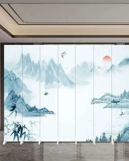 Versatile Mobile Folding Chinese Partition Screen for Hotels and Offices - Dual-Sided Conference Divider