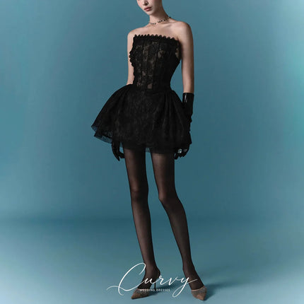 Curvy Elegant Vintage Floral Lace Prom Gown Strapless A Line Mini Skirt Birthday Party Customized for Women 2026 curvy-elegant-vintage-floral-lace-prom-gown-strapless-a-line-mini-skirt-birthday-party-customized-for-women-2026