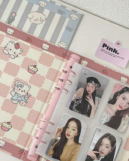 Adorable A5 Kawaii Biscuit Bear Photocard Organizer with Protective Dust Cover for Kpop Enthusiasts