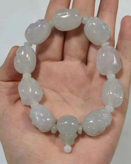 Serene Myanmar Jadeite Buddha Head Beads Bracelets for Couples