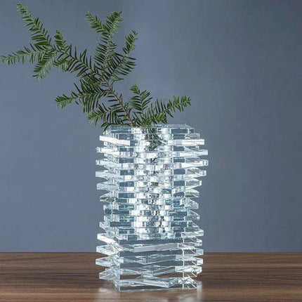 Sophisticated Geometric Crystal Glass Vase Set for Stylish Floral Arrangements
