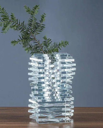 Sophisticated Geometric Crystal Glass Vase Set for Stylish Floral Arrangements