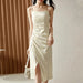 Elegant Strappy Midi Bodycon Dress with Stylish Side Split