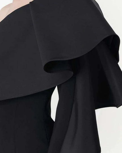 Customizable One-Shoulder Asymmetrical Ruffled Evening Gown