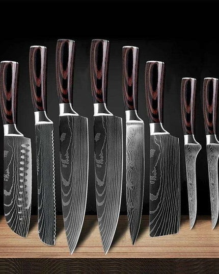 Exquisite Damascus Steel Chef Knife Collection - 1-10Pcs Japanese Santoku and Utility Knives for Culinary Excellence