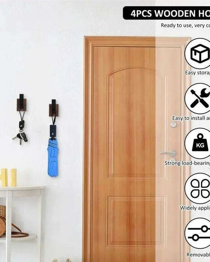 Stylish Solid Walnut Wood Wall-Mounted Coat Rack with Heavy-Duty Hooks for Home Organization