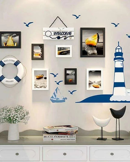 Nordic-Inspired Wall Art Set with Green Plants, Clocks, and Decorative Shelf for Elegant Home Decor