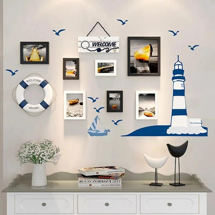 Nordic-Inspired Wall Art Set with Green Plants, Clocks, and Decorative Shelf for Elegant Home Decor
