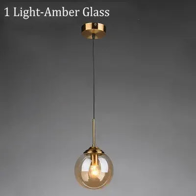 Glass Pendant Lamp — Amber, Smoke Gray & Clear, E27, 1 or 3 Light