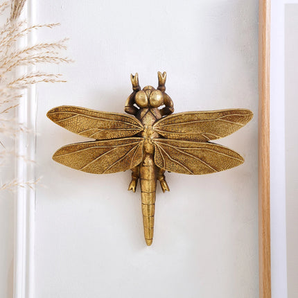 Golden Dragonfly Resin Wall Hanging