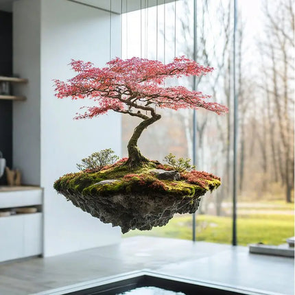 Dream floating island landscape simulation green plant rockery stone hanging moss plant landscaping commercial window creative dream-floating-island-landscape-simulation-green-plant-rockery-stone-hanging-moss-plant-landscaping-commercial-window-creative