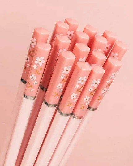 Sakura Elegance: Chic Pink Alloy Chopsticks for Gourmet Dining Delight
