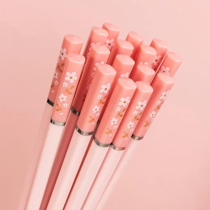 Sakura Elegance: Chic Pink Alloy Chopsticks for Gourmet Dining Delight