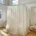 Sheer Linen Canopy Bed Curtains with Ruffled Detailing and Easy Setup