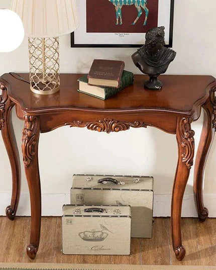Elegant Vintage Solid Wood Console Table for Hallway – Timeless European Charm