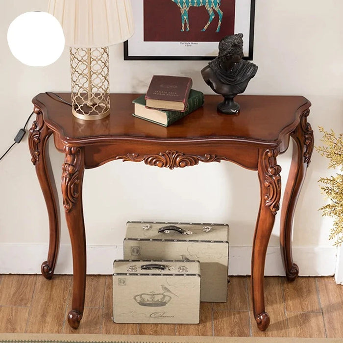 European Style Solid Wood Hallway Console Table - Vintage Elegance and Charm