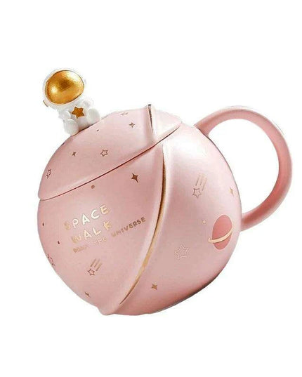 Cosmic Voyager 400ML Insulated Ceramic Mug with Lid and Spoon - Ideal for Coffee and Tea