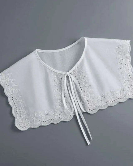 Embroidered Lace Detachable Collar for Women - Elegant White Shawl Accessory