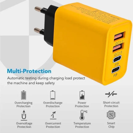 120W 4-Port Fast Charging Wall Charger — Dual PD USB-C & QC3.0