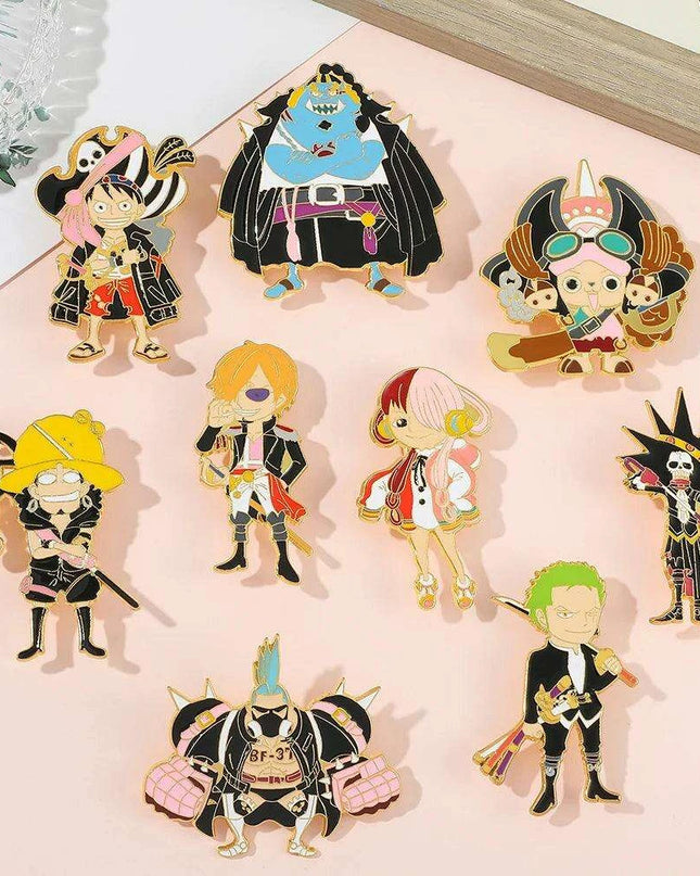 Anime Lover's One Piece Character Enamel Pins Collection - Stylish Jewelry Set for Fans