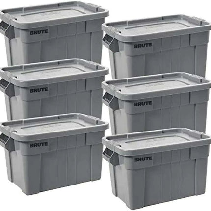 Set of 6 Heavy-Duty Gray Storage Bins with Lids for Versatile Organization and Moving Solutions