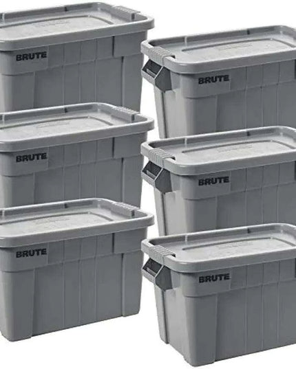 Set of 6 Heavy-Duty Gray Storage Bins with Lids for Versatile Organization and Moving Solutions