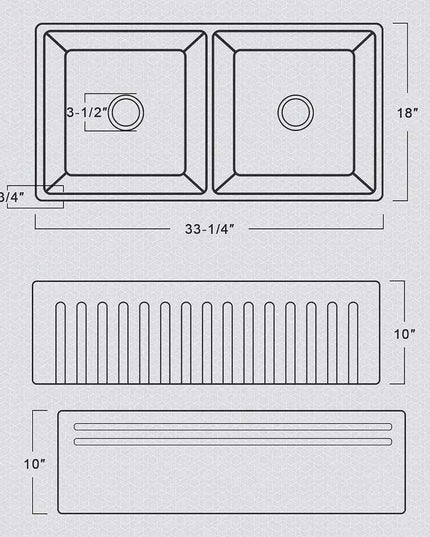 33-Inch Stylish Double Bowl Fireclay Farmhouse Sink with Reversible Apron Front by HausinLuck - Elegant White Design