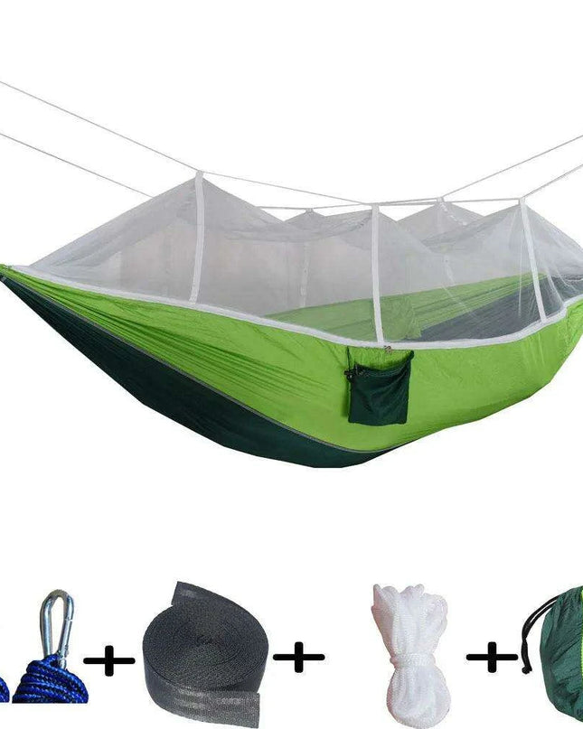 Outdoor Adventure Hammock with Insect Protection - Lightweight Portable Hanging Bed for Camping Comfort