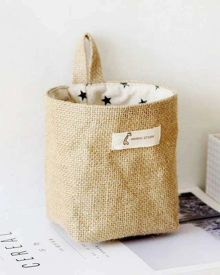 Versatile Foldable Jute and Cotton Storage Basket for Home and Travel