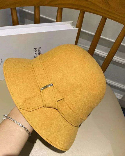 Chic Japanese Wool Fisherman Hat - Elegant Basin Headwear for Women