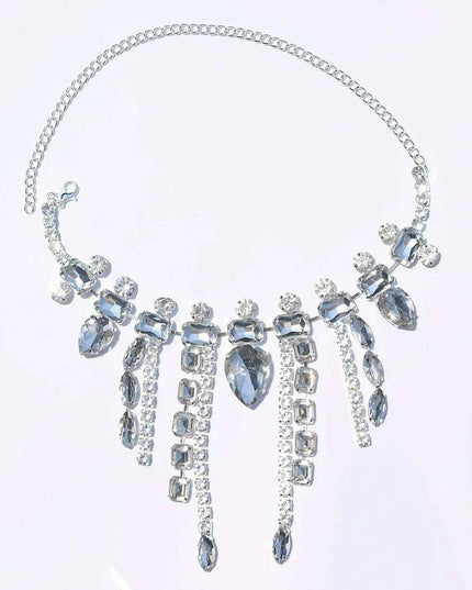 Glamorous Crystal Tassel Necklace Ensemble - Trendy Layered Chain for Stylish Women