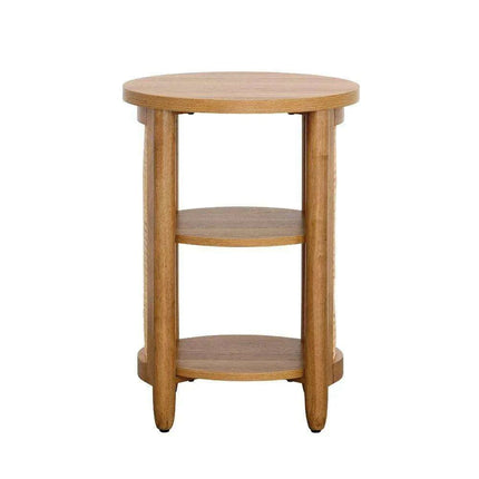 Tropical Charm Caned Round Side Table with Warm Honey Finish – Versatile Elegance for Any Room
