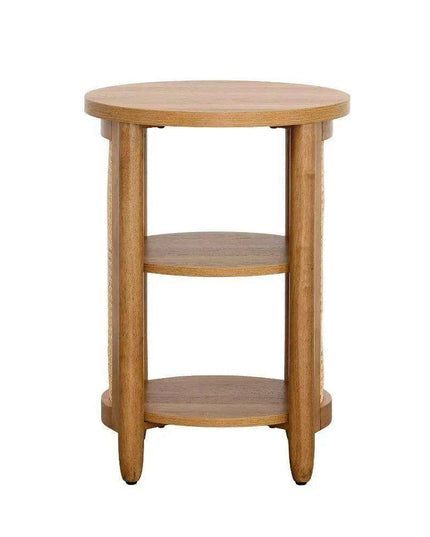 Tropical Charm Caned Round Side Table with Warm Honey Finish – Versatile Elegance for Any Room