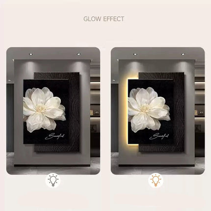 Black & White Camellia LED Wall Lamp – Minimalist Retro Floral Sconce