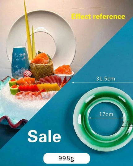 Japanese Elegance Circular Serving Tray - Sophisticated Sushi Display for Luxurious Dining