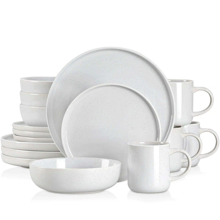 Apricot Elegance: Sesame Glazed Stoneware Dinnerware Set - 16/32/48 Piece Collection of Plates, Bowls, and Mugs