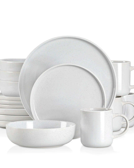Apricot Elegance: Sesame Glazed Stoneware Dinnerware Set - 16/32/48 Piece Collection of Plates, Bowls, and Mugs