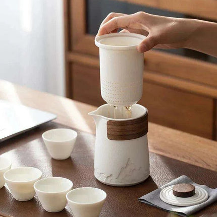 Travel-Friendly Ceramic Tea Brewing Set for Tea Aficionados
