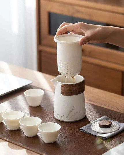 Travel-Friendly Ceramic Tea Brewing Set for Tea Aficionados