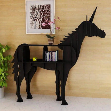 PVC Creative Bookshelf Unicorn Sculpture Shelf Entrance Table Shop Win