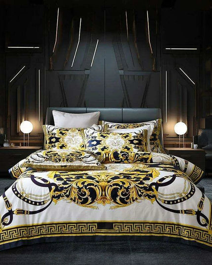 Stylish Modern Cotton Bedding Collection with Vibrant Digital Designs - Duvet Cover, Fitted Sheet & Pillowcases