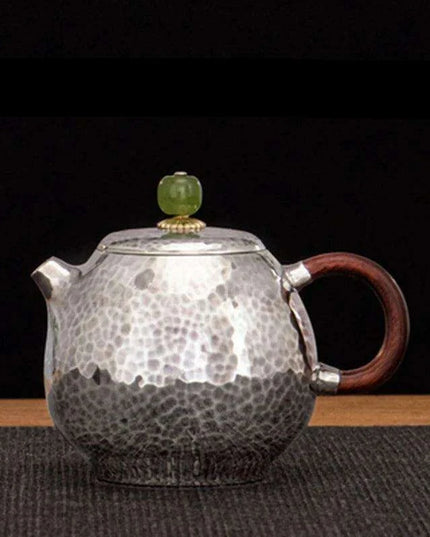 Exquisite Handcrafted Silver Dragon Egg Teapot
