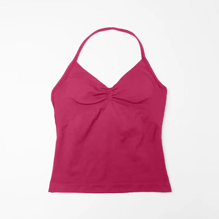 NCLAGEN Women's Longline Strappy Yoga Vest with Open Back for Fitness