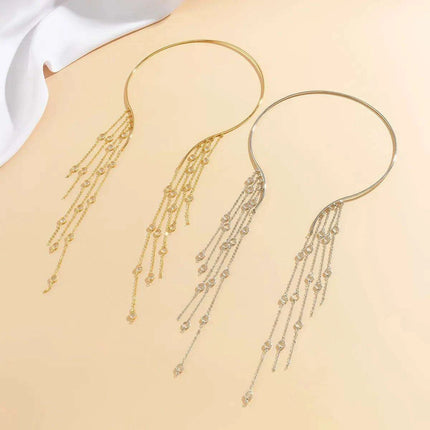 Vintage Gothic Star Crystal Necklace with Sequined Tassel Detail