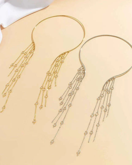 Vintage Gothic Star Crystal Necklace with Sequined Tassel Detail