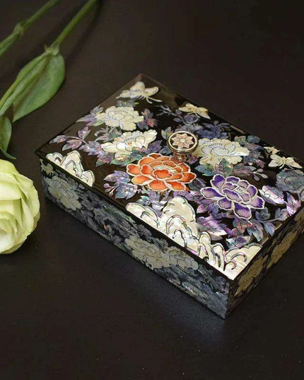 Elegant Mother of Pearl Floral Jewelry Organizer