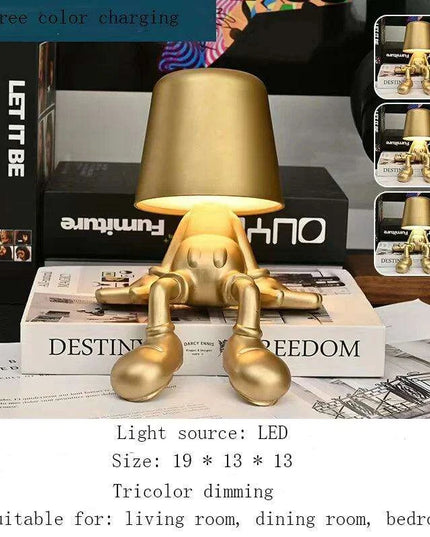 Illuminating Elegance: Golden Charging Desk Lamp with Italian Resin Accent