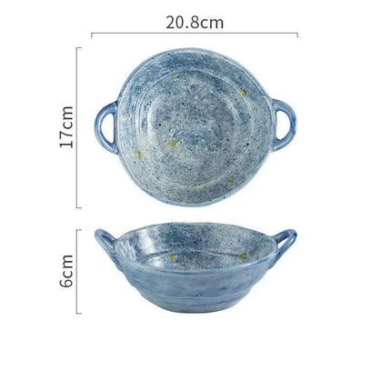 Elevated Dual-Compartment Ceramic Bowl for Ramen, Bibimbap, Soups, and Noodles in Fine Dining Settings