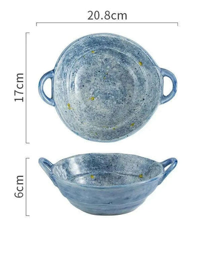 Elevated Dual-Compartment Ceramic Bowl for Ramen, Bibimbap, Soups, and Noodles in Fine Dining Settings