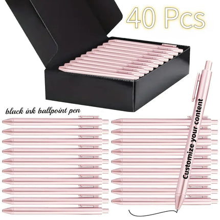 Custom 40pcs Luxury Ballpoint Pen Set with Black Gift Box Retractable Black Ink Laser-Engraved Text, Smooth Writing Pen 10/40pcs custom-40pcs-luxury-ballpoint-pen-set-with-black-gift-box-retractable-black-ink-laser-engraved-text-smooth-writing-pen-10-40pcs